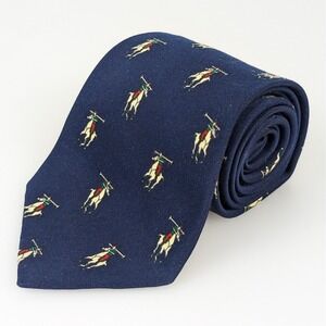 Rosenbird Polo Player Equestrian Silk Wide Neck Tie Size 3.75 x 58 Navy Business
